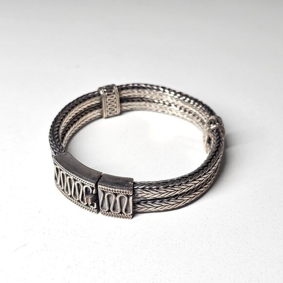 Artisan Sterling Silver 925 Woven Braided Bracelet Decorative Clasp Boho Western - Picture 1 of 11